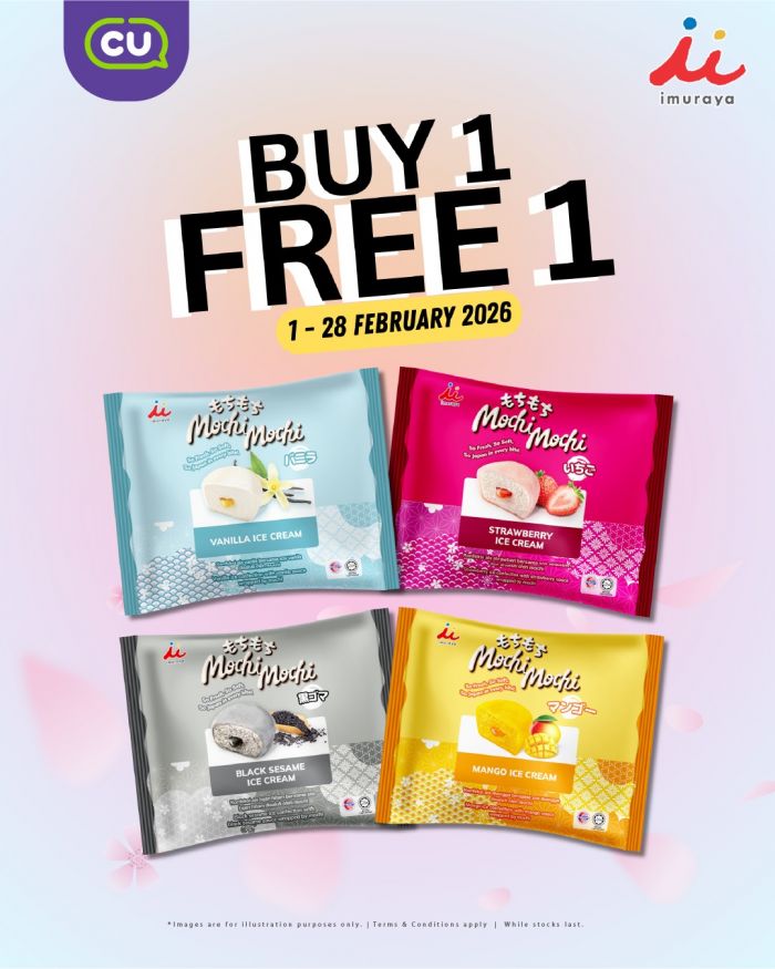 CU Malaysia Buy 1 Free 1: Imuraya Mochi Mochi Ice Cream | 1 – 28 February 2026 CU Malaysia Buy 1 Free 1: Imuraya Mochi Mochi Ice Cream | 1 – 28 February 2026