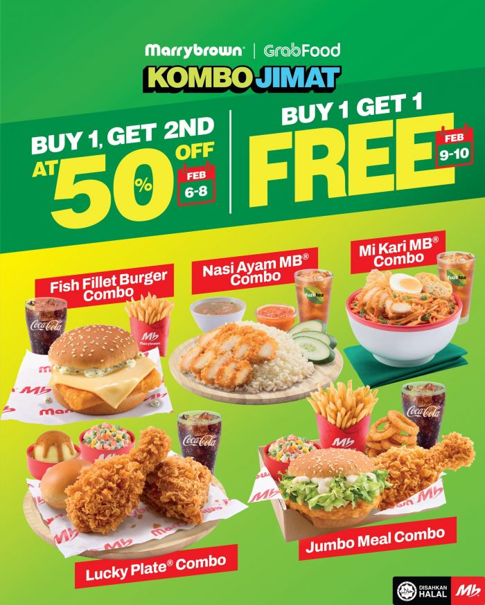 Marrybrown GrabFood Kombo Jimat Promotion: Buy 1 Free 1 & 50% Off | 6-10 February 2026 Marrybrown GrabFood Kombo Jimat Promotion: Buy 1 Free 1 & 50% Off | 6-10 February 2026