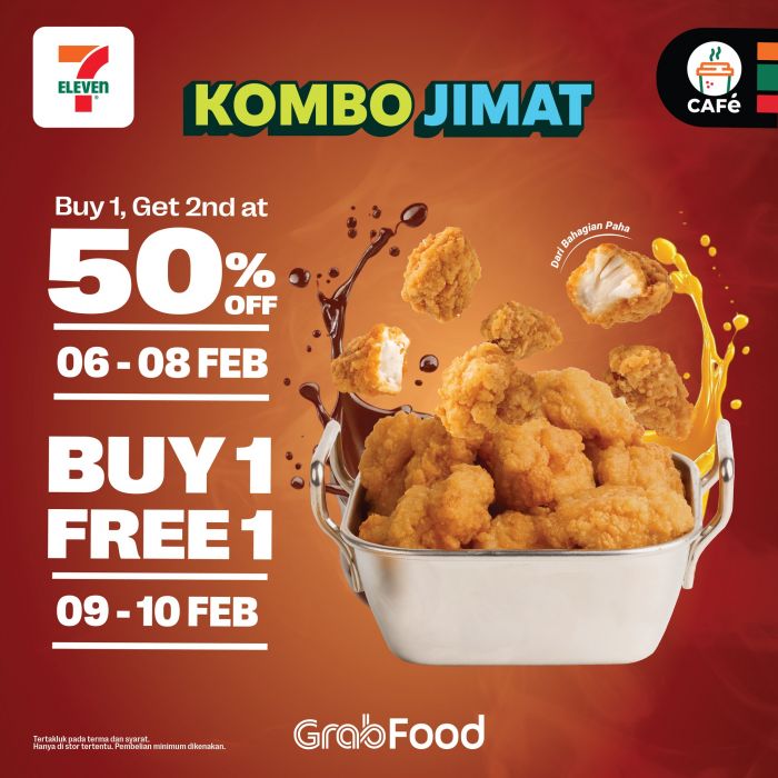 7-Eleven Café GrabFood Promotion: Buy 1 Free 1 Popcorn Chicken | 6-10 February 2026 7-Eleven Café GrabFood Promotion: Buy 1 Free 1 Popcorn Chicken | 6-10 February 2026