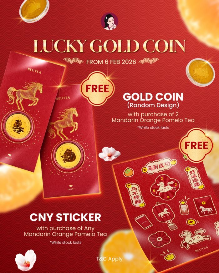 Beutea CNY Special: Free Lucky Gold Coin & Sticker | From 6 February 2026 Beutea CNY Special: Free Lucky Gold Coin & Sticker | From 6 February 2026
