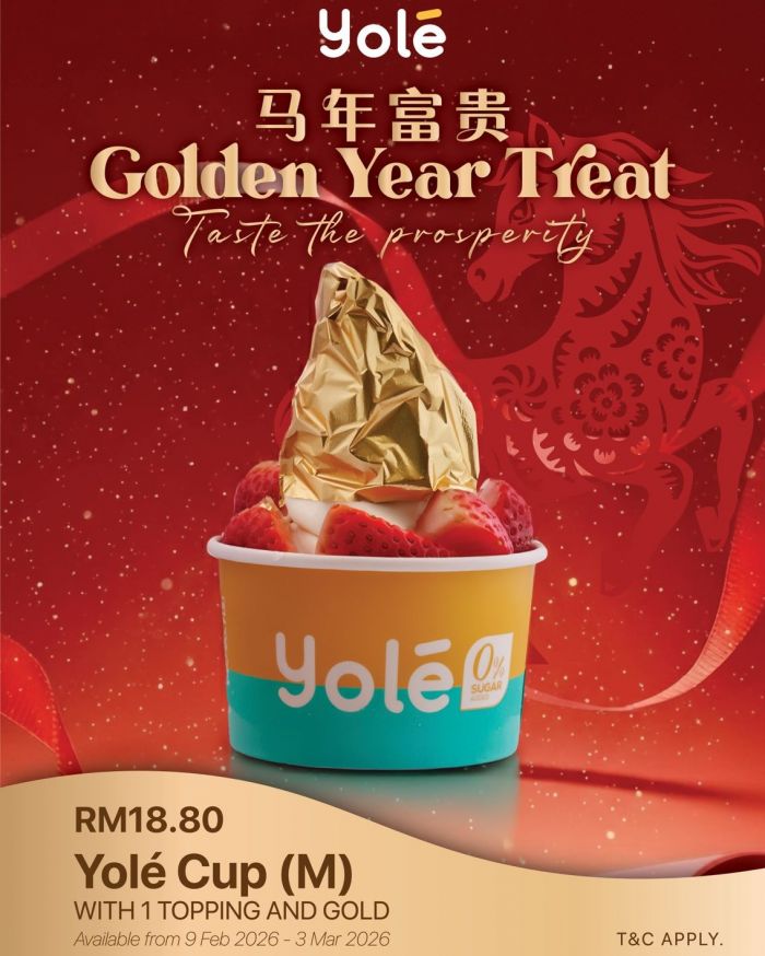 Yolé Golden Year Treat: RM18.80 Yolé Cup (M) with Gold | 9 Feb - 3 Mar 2026 Yolé Golden Year Treat: RM18.80 Yolé Cup (M) with Gold | 9 Feb - 3 Mar 2026