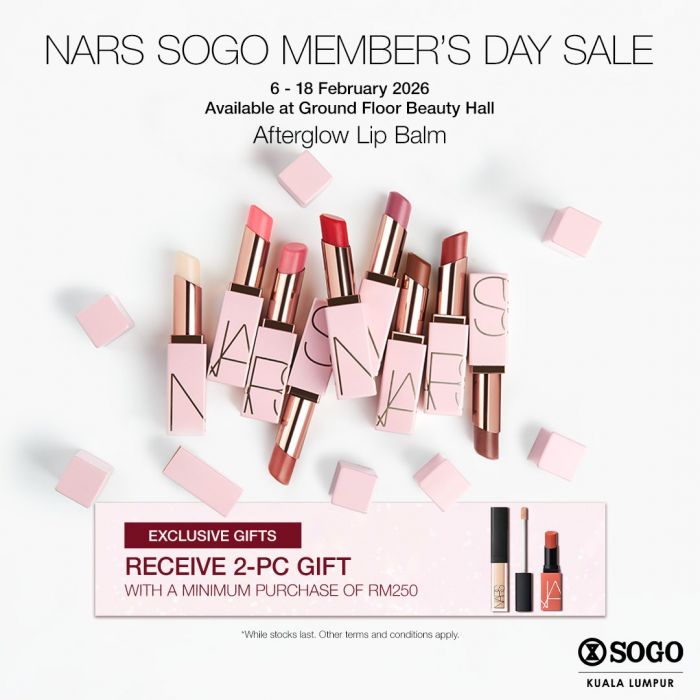 NARS SOGO Member's Day Sale: Free 2-Pc Gift with Purchase | 6-18 February 2026 NARS SOGO Member's Day Sale: Free 2-Pc Gift with Purchase | 6-18 February 2026