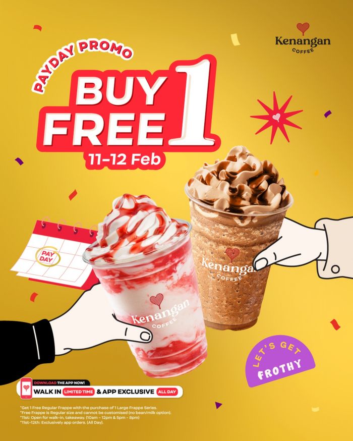 Kenangan Coffee Payday Promo: Buy 1 Free 1 Frappe | 11-12 Feb 2026 Kenangan Coffee Payday Promo: Buy 1 Free 1 Frappe | 11-12 Feb 2026