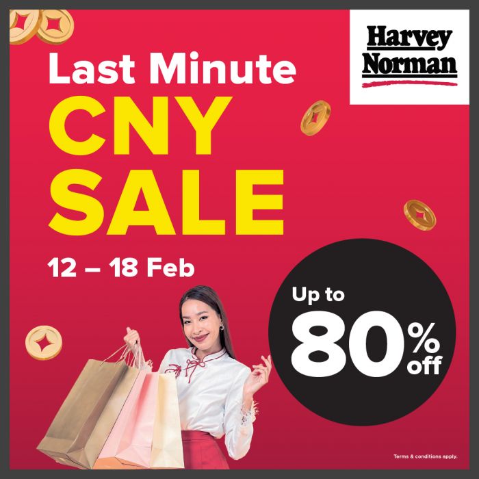 Harvey Norman Last Minute CNY Sale: Up to 80% Off Electrical & Furniture | 12-18 Feb 2026 Harvey Norman Last Minute CNY Sale: Up to 80% Off Electrical & Furniture | 12-18 Feb 2026