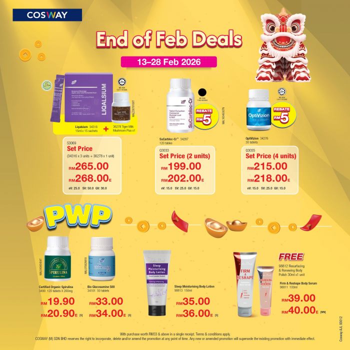 Cosway Promotion: PWP Specials & Supplement Sets | 13-28 February 2026 Cosway Promotion: PWP Specials & Supplement Sets | 13-28 February 2026