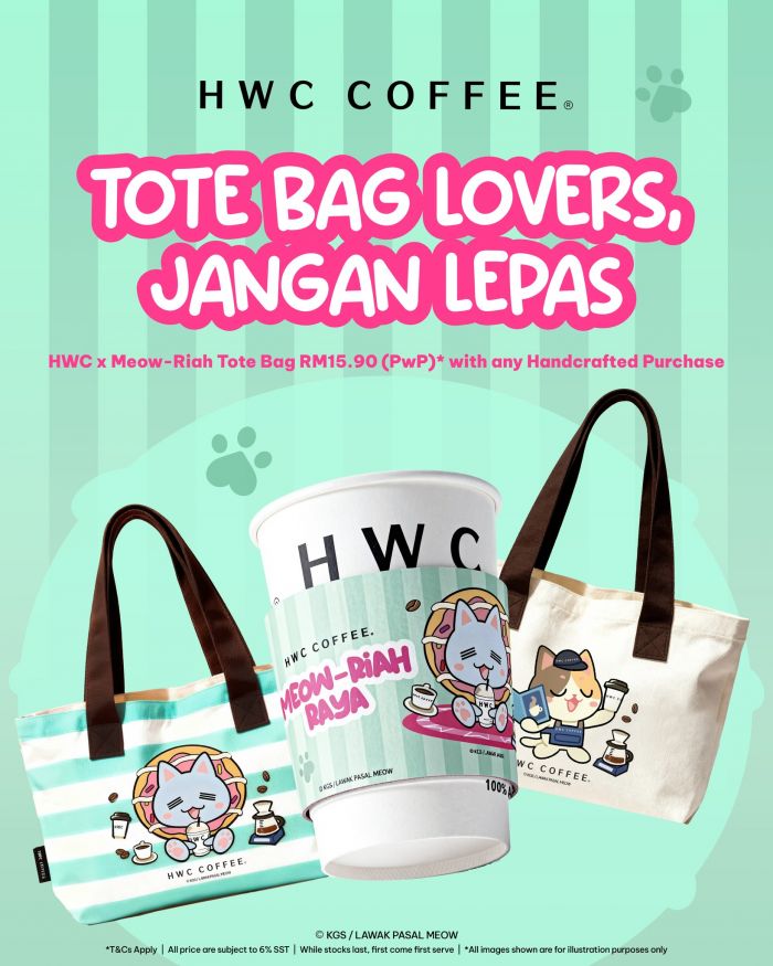 HWC Coffee x Meow-Riah Tote Bag: RM15.90 PWP Deal | Starting 16 Feb 2026 HWC Coffee x Meow-Riah Tote Bag: RM15.90 PWP Deal | Starting 16 Feb 2026