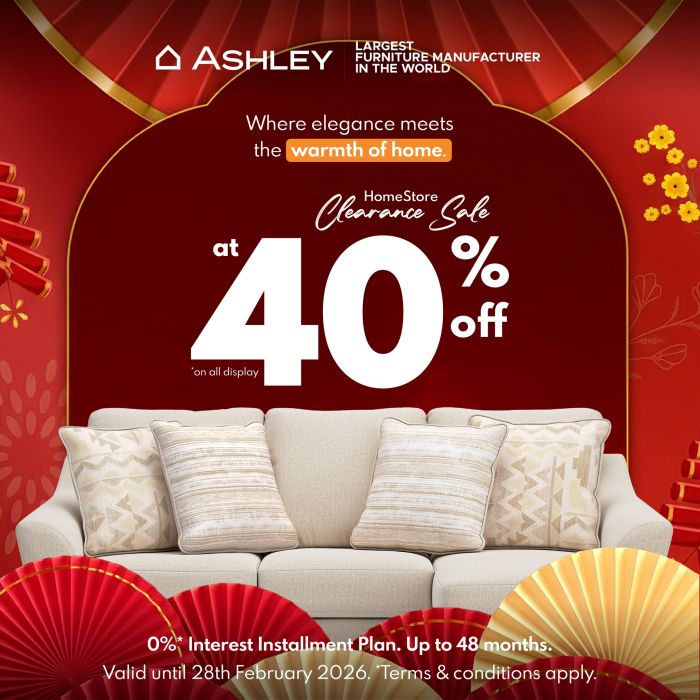 Ashley Furniture HomeStore Clearance Sale: 40% Off Display Sets | Until 28 February 2026 Ashley Furniture HomeStore Clearance Sale: 40% Off Display Sets | Until 28 February 2026
