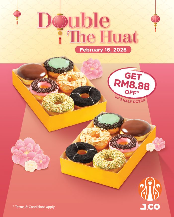 J.CO CNY Promotion 2026: RM8.88 OFF Double The Huat Deal | 16 Feb Only J.CO CNY Promotion 2026: RM8.88 OFF Double The Huat Deal | 16 Feb Only