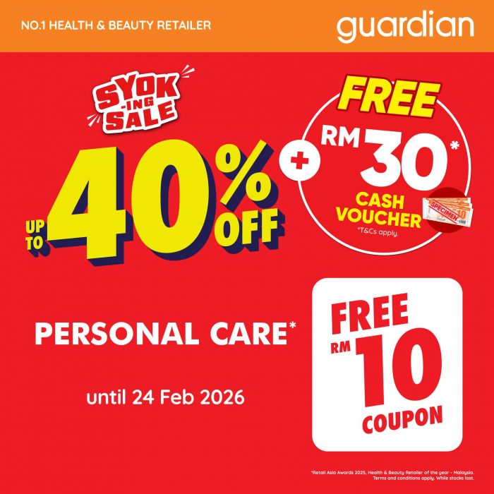 Guardian Promotion: Up to 40% Off Personal Care | 19-24 Feb 2026 Guardian Promotion: Up to 40% Off Personal Care | 19-24 Feb 2026