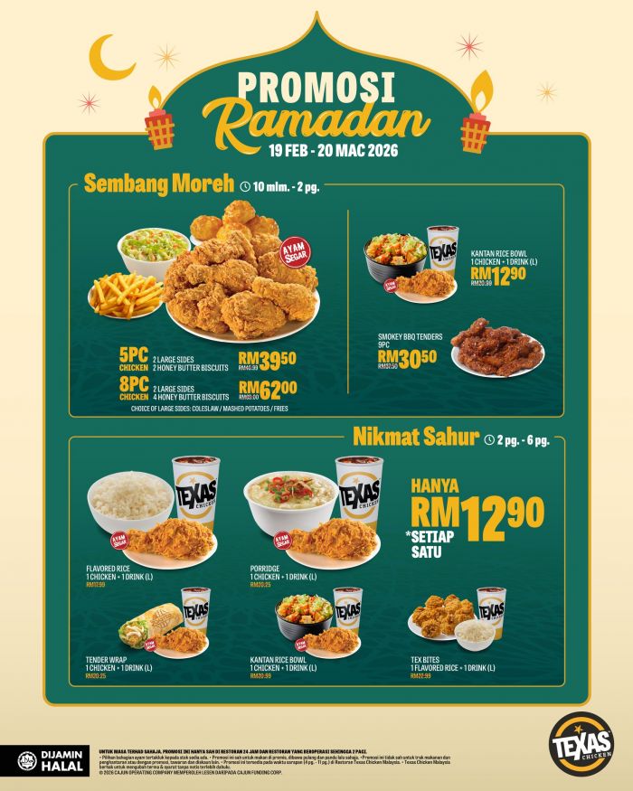 Texas Chicken Ramadan Promotion: Sembang Moreh & Nikmat Sahur | 19 Feb - 20 Mar 2026 Texas Chicken Ramadan Promotion: Sembang Moreh & Nikmat Sahur | 19 Feb - 20 Mar 2026