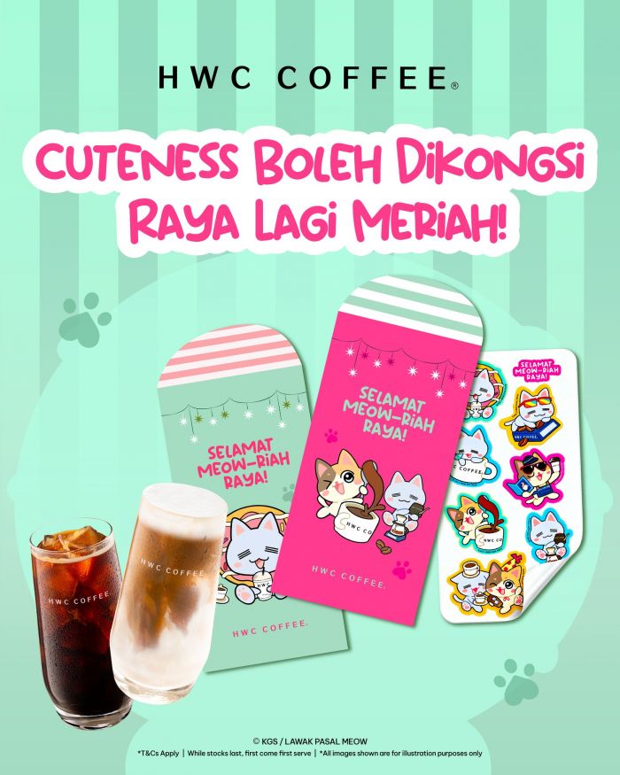HWC Coffee Meow-riah Raya Promo: Free Sampul Raya & Sticker | Raya 2026 HWC Coffee Meow-riah Raya Promo: Free Sampul Raya & Sticker | Raya 2026