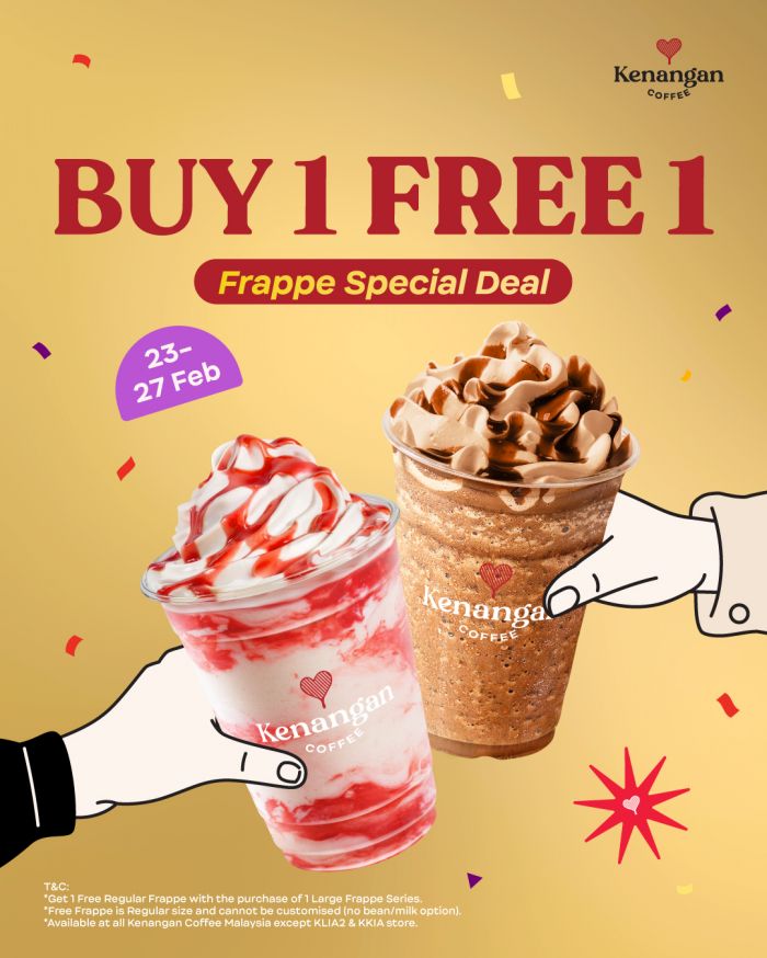 Kenangan Coffee Buy 1 Free 1: Frappe Special Deal | 23-27 Feb 2026 Kenangan Coffee Buy 1 Free 1: Frappe Special Deal | 23-27 Feb 2026