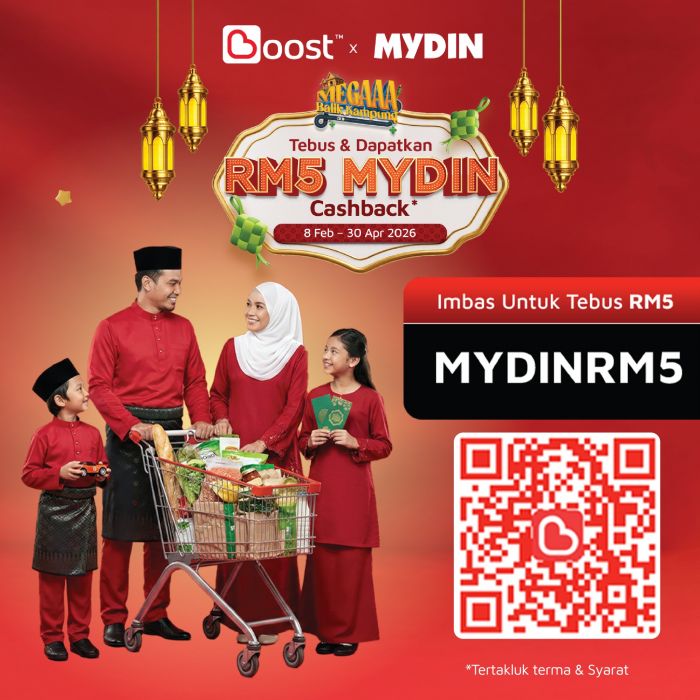 MYDIN Boost Raya Promotion: RM5 Cashback Promo Code | Feb - Apr 2026 MYDIN Boost Raya Promotion: RM5 Cashback Promo Code | Feb - Apr 2026