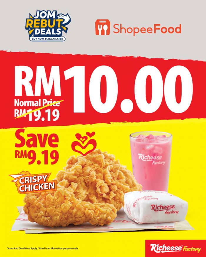 Richeese Factory Promotion: RM10 Jom Rebut Deals on ShopeeFood Richeese Factory Promotion: RM10 Jom Rebut Deals on ShopeeFood
