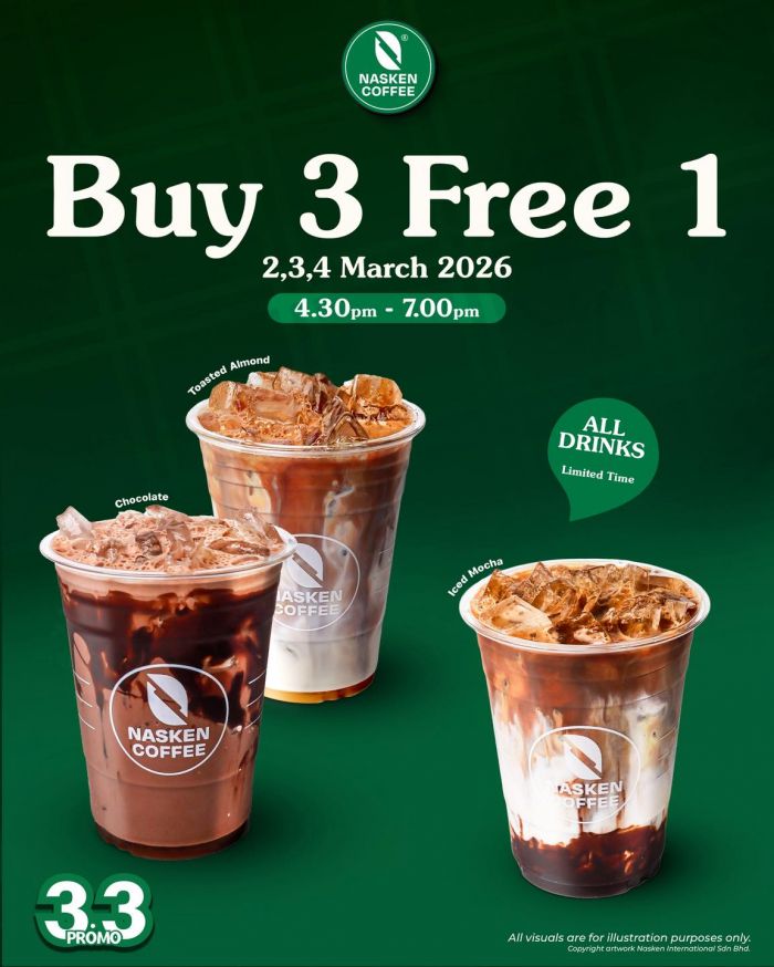 Nasken Coffee Promotion: 3.3 Promo Buy 3 Free 1 | 2-4 March 2026 Nasken Coffee Promotion: 3.3 Promo Buy 3 Free 1 | 2-4 March 2026
