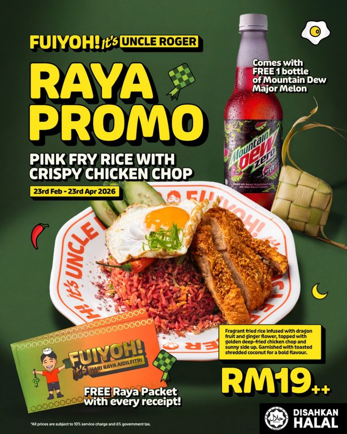 FUIYOH! It's Uncle Roger Raya Promotion: RM19++ Pink Fry Rice + Free Drink & Sampul | Feb-Apr 2026 FUIYOH! It's Uncle Roger Raya Promotion: RM19++ Pink Fry Rice + Free Drink & Sampul | Feb-Apr 2026
