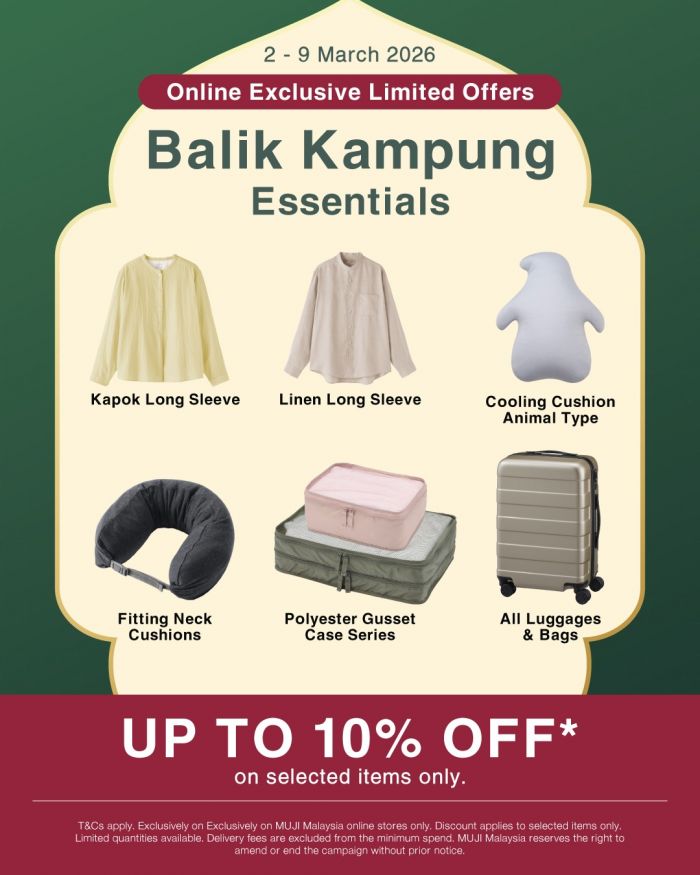 MUJI Online Promo: Balik Kampung Raya Sale | 2-9 Mar 2026 MUJI Online Promo: Balik Kampung Raya Sale | 2-9 Mar 2026