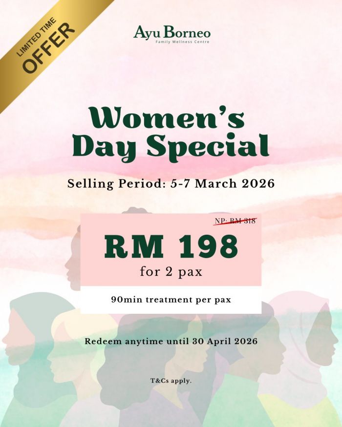 Ayu Borneo Women's Day Sale: 90-Min Massage Package | 5-7 March 2026 Ayu Borneo Women's Day Sale: 90-Min Massage Package | 5-7 March 2026