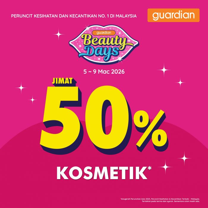 Guardian Promotion: Beauty Days Cosmetics 50% Discount | 5 - 9 March 2026 Guardian Promotion: Beauty Days Cosmetics 50% Discount | 5 - 9 March 2026