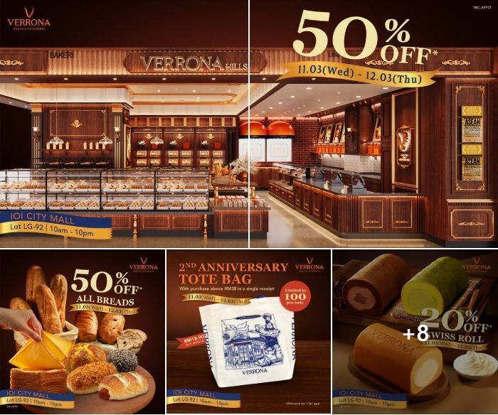 Verrona IOI City Mall Grand Opening Promotion: 50% OFF Breads | 11-12 March 2026 Verrona IOI City Mall Grand Opening Promotion: 50% OFF Breads | 11-12 March 2026
