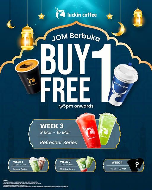 Luckin Coffee Buy 1 Free 1 Promo: Refresher Series | 9-15 March 2026 Luckin Coffee Buy 1 Free 1 Promo: Refresher Series | 9-15 March 2026