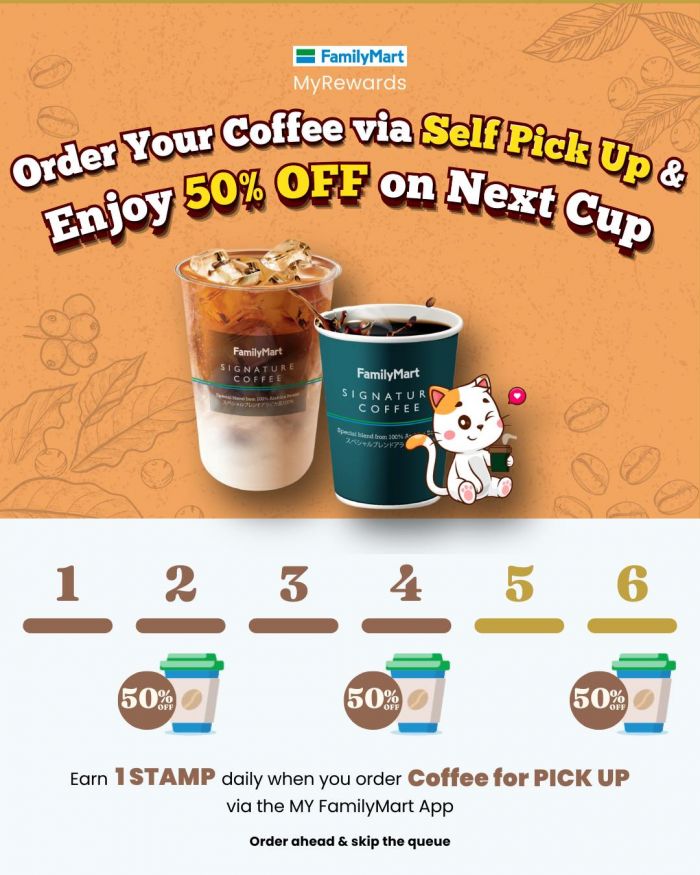FamilyMart Promotion: 50% OFF Signature Coffee via App Self Pick Up | March 2026 FamilyMart Promotion: 50% OFF Signature Coffee via App Self Pick Up | March 2026