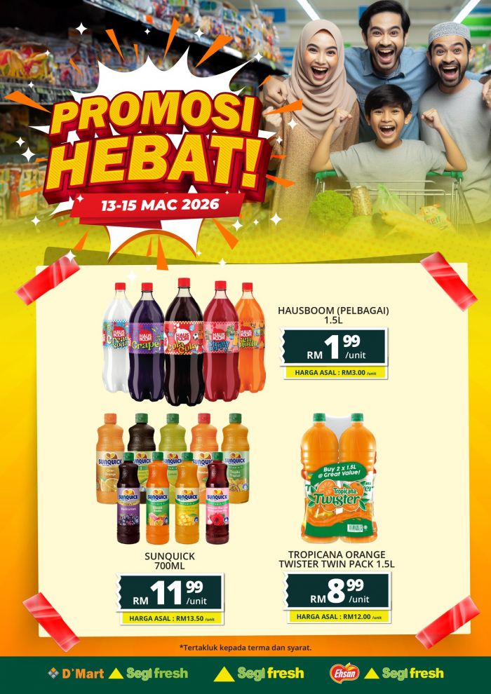 Segi Fresh Promotion: Promosi Hebat Raya Drinks Sale | 13-15 March 2026 Segi Fresh Promotion: Promosi Hebat Raya Drinks Sale | 13-15 March 2026