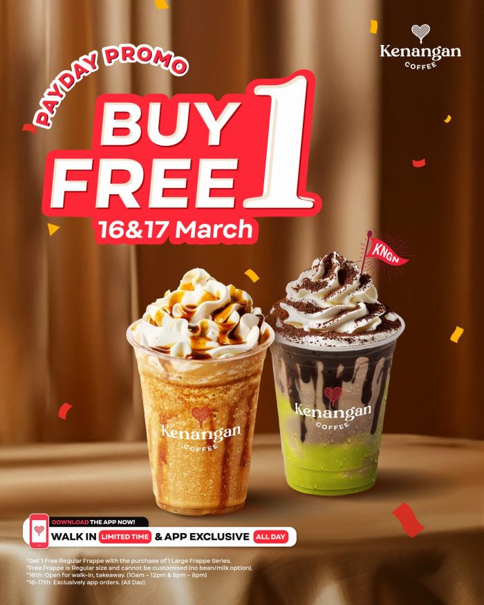 Kenangan Coffee Buy 1 Free 1: Payday Promotion | 16 - 17 March 2026 Kenangan Coffee Buy 1 Free 1: Payday Promotion | 16 - 17 March 2026