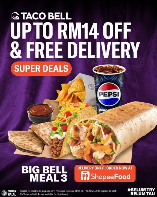 Taco Bell ShopeeFood Promotion: Up to RM14 Off & Free Delivery | March 2026 Taco Bell ShopeeFood Promotion: Up to RM14 Off & Free Delivery | March 2026