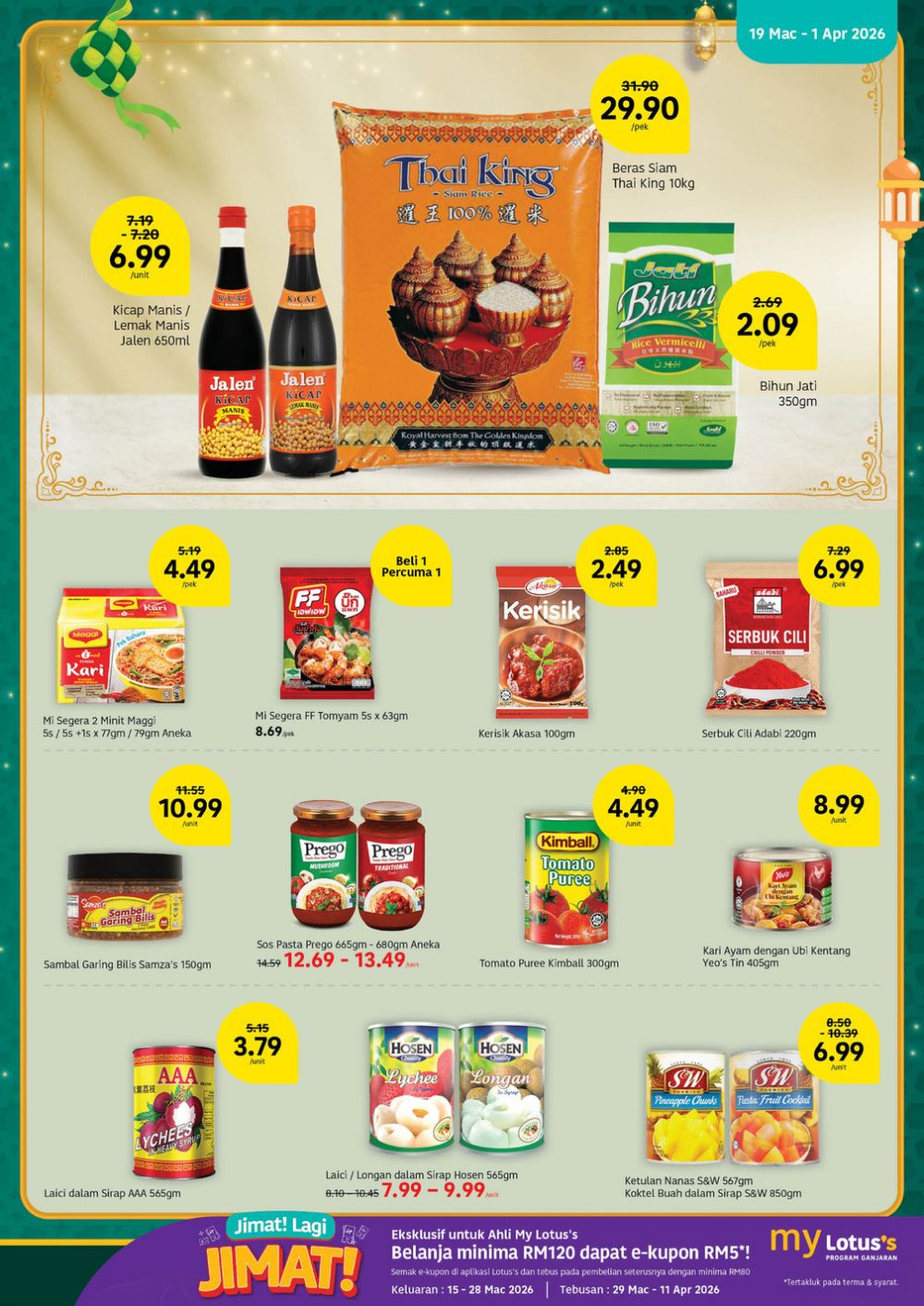 Lotus's Promotion Catalogue: Hari Raya Sale - Buy 1 Free 1 & Free Vouchers | 19 March - 1 April 2026 Lotus's Promotion Catalogue: Hari Raya Sale - Buy 1 Free 1 & Free Vouchers | 19 March - 1 April 2026