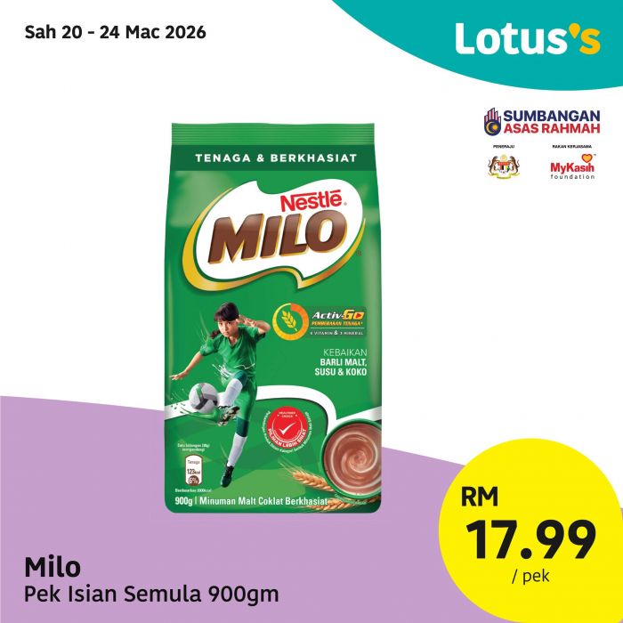 最新 Lotus's 促销 (3月20日起):Pasti Berbaloi 特卖 | Milo、白米与食油震撼特价