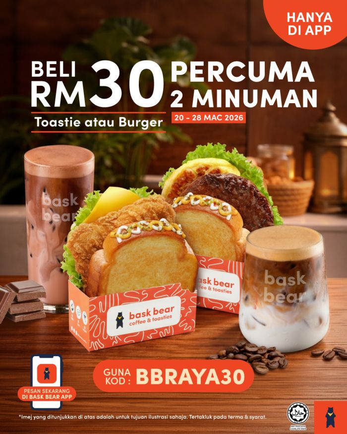 Bask Bear Raya Promotion: BBRAYA30 App Deal - Get 2 FREE Drinks | 20-28 March 2026 Bask Bear Raya Promotion: BBRAYA30 App Deal - Get 2 FREE Drinks | 20-28 March 2026