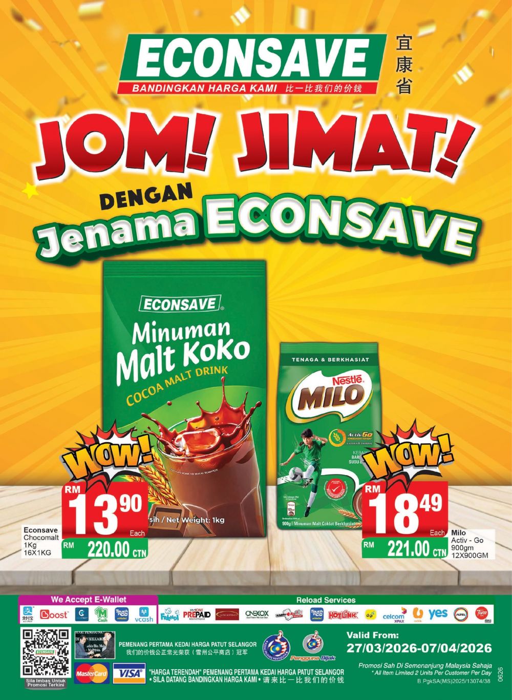 Econsave Promotion Catalogue: Jom Jimat Sale - Milo 900g at RM18.49 | 27 Mar - 7 Apr 2026 Econsave Promotion Catalogue: Jom Jimat Sale - Milo 900g at RM18.49 | 27 Mar - 7 Apr 2026