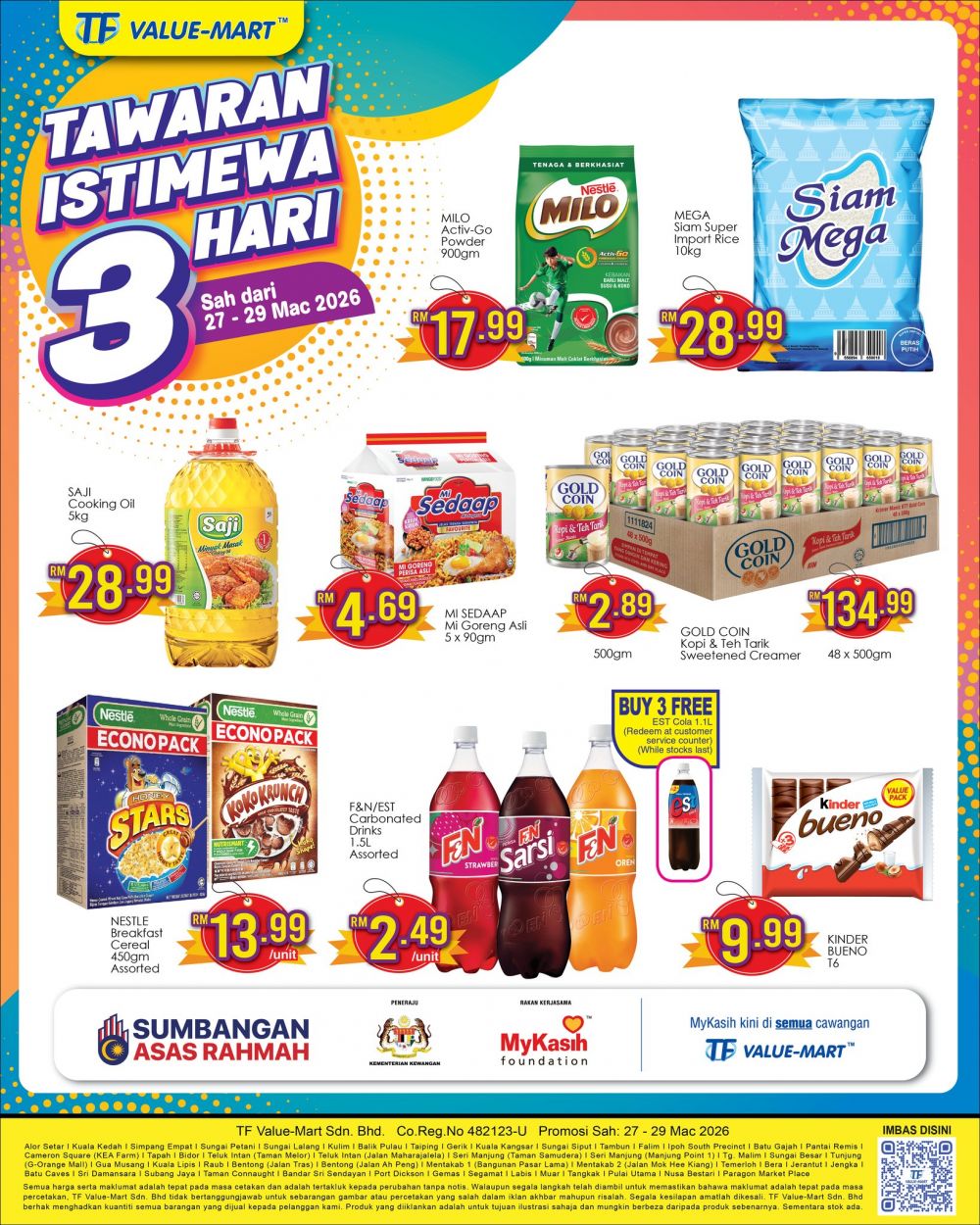 最新 TF Value-Mart 促销 (27-29日):周末3天特价 | 30粒装鸡蛋只需RM6.49