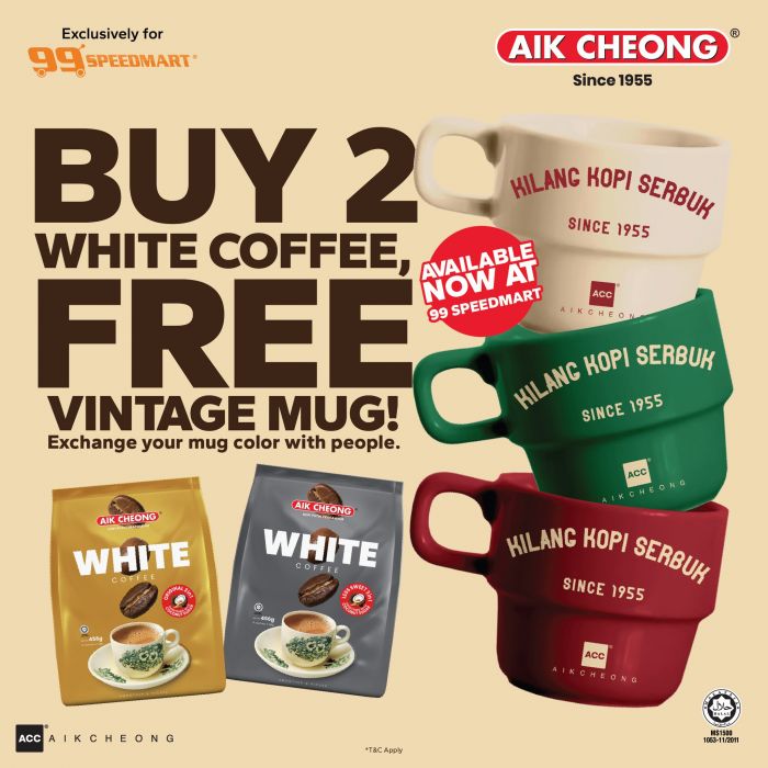 99 Speedmart Promotion: Aik Cheong White Coffee - Free Vintage Mug! 99 Speedmart Promotion: Aik Cheong White Coffee - Free Vintage Mug!