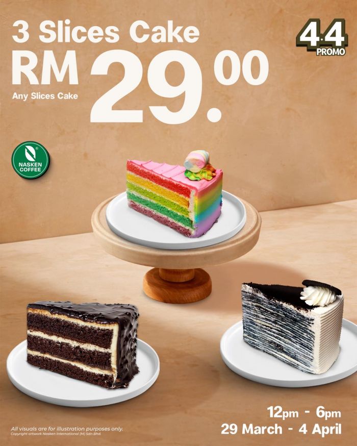Nasken Coffee 4.4 Promo: Any 3 Slices Cake - Only RM29! | March - April 2026 Nasken Coffee 4.4 Promo: Any 3 Slices Cake - Only RM29! | March - April 2026