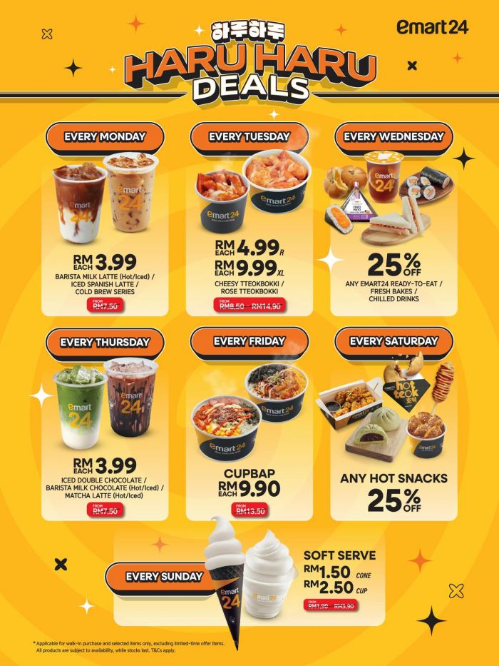 emart24 Promotion: Haru Haru Deals - Daily Discounts from RM1.50 | From 30 March 2026 emart24 Promotion: Haru Haru Deals - Daily Discounts from RM1.50 | From 30 March 2026