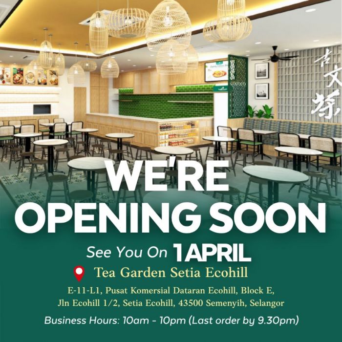 Tea Garden Promo: Setia EcoHill Grand Opening - 50% OFF Signature Meals | 1-30 April 2026 Tea Garden Promo: Setia EcoHill Grand Opening - 50% OFF Signature Meals | 1-30 April 2026