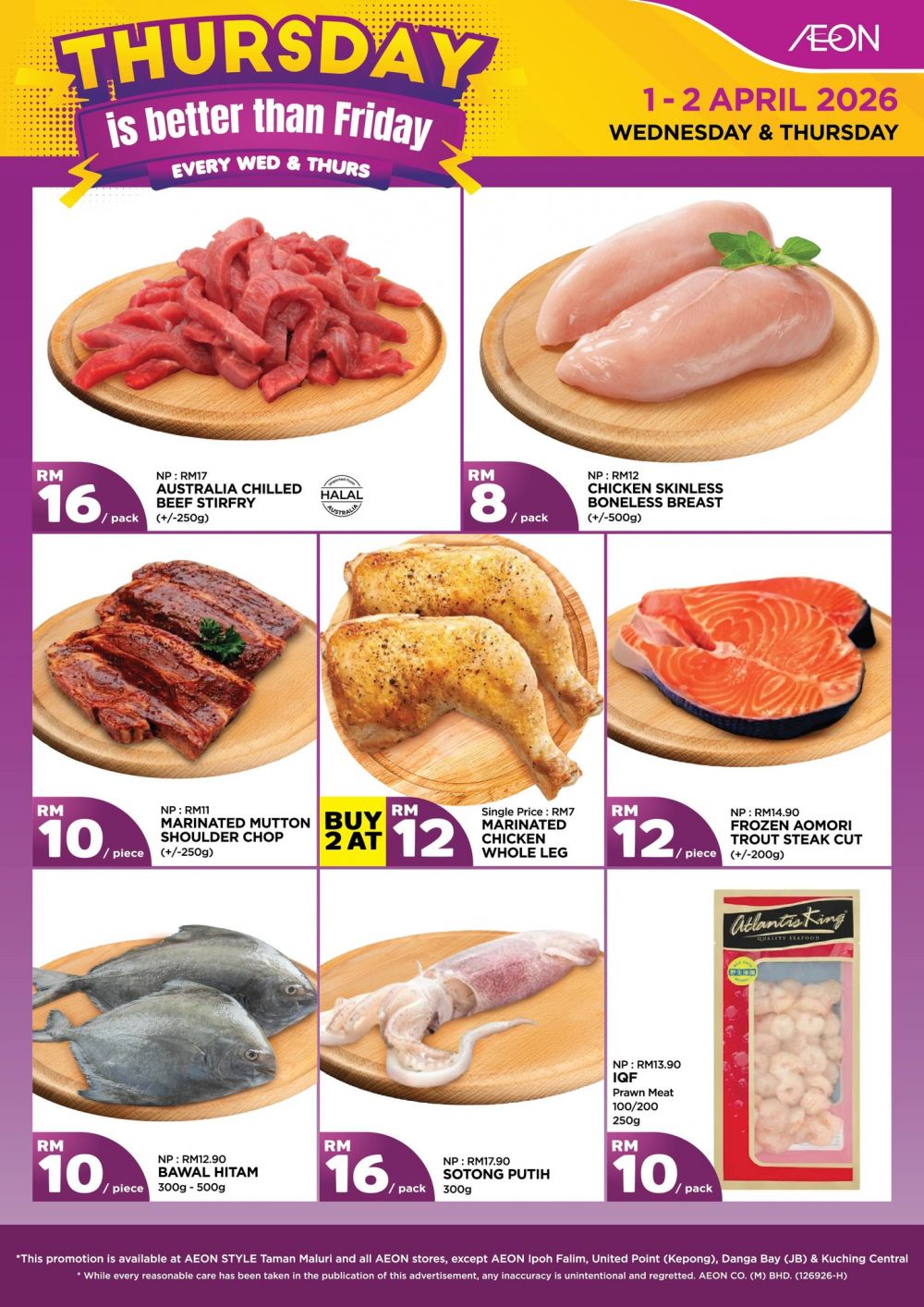 AEON Thursday Promotion: Fresh Groceries Deals - Grocery Deals from RM2 | 1-2 April 2026 AEON Thursday Promotion: Fresh Groceries Deals - Grocery Deals from RM2 | 1-2 April 2026