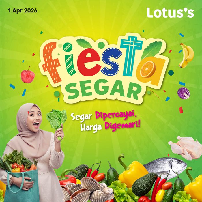 Lotus's Promotion: Fiesta Segar - Buy 1 Free 1 Fresh Produce | 1-7 April 2026 Lotus's Promotion: Fiesta Segar - Buy 1 Free 1 Fresh Produce | 1-7 April 2026