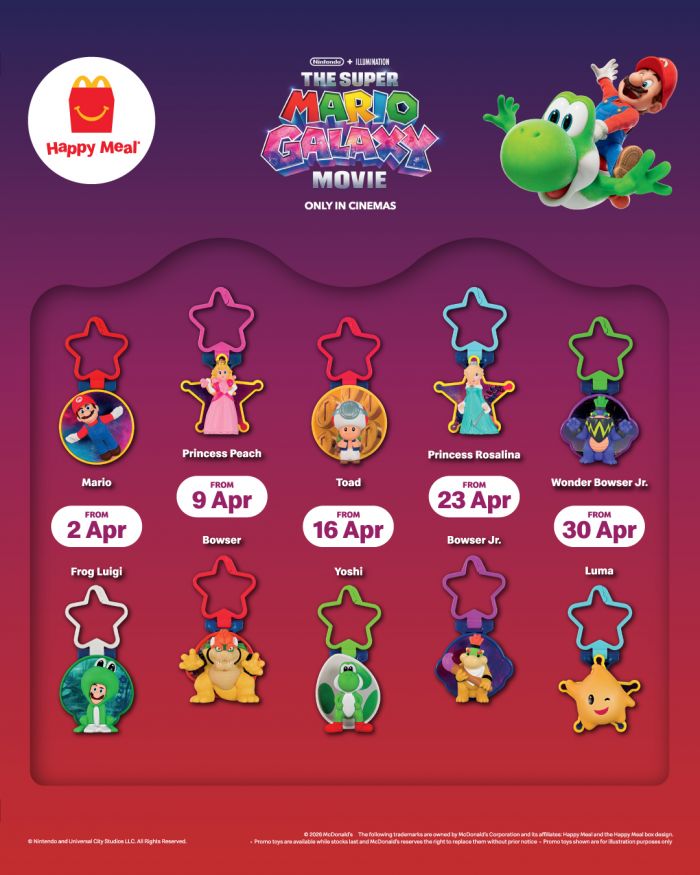 McDonald's Happy Meal Toys: The Super Mario Galaxy Movie - FREE Character Clips | Apr 2026 McDonald's Happy Meal Toys: The Super Mario Galaxy Movie - FREE Character Clips | Apr 2026