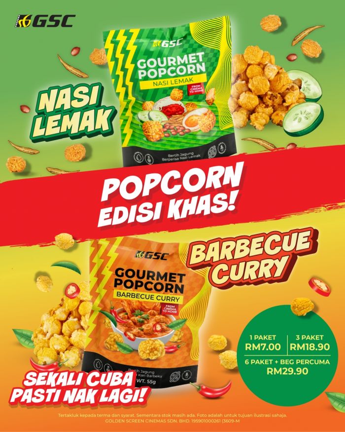 GSC Menu Promo: Nasi Lemak & Barbecue Curry Gourmet Popcorn - Free Reusable Bag GSC Menu Promo: Nasi Lemak & Barbecue Curry Gourmet Popcorn - Free Reusable Bag