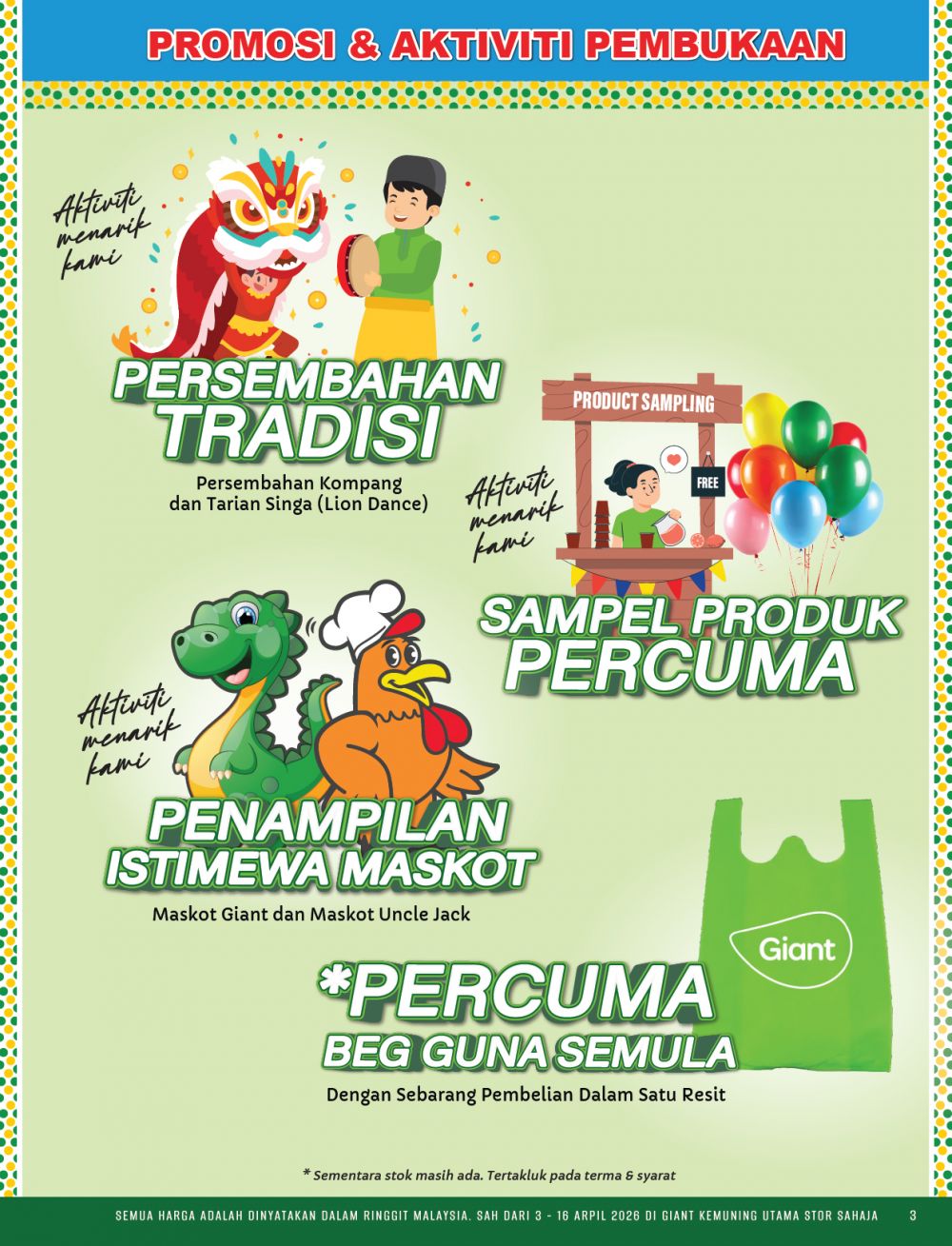 Giant Kemuning Utama Promotion: Promosi Hebat - Buy 1 Free 1 & RM0.99 Deals | 3-16 April 2026 Giant Kemuning Utama Promotion: Promosi Hebat - Buy 1 Free 1 & RM0.99 Deals | 3-16 April 2026