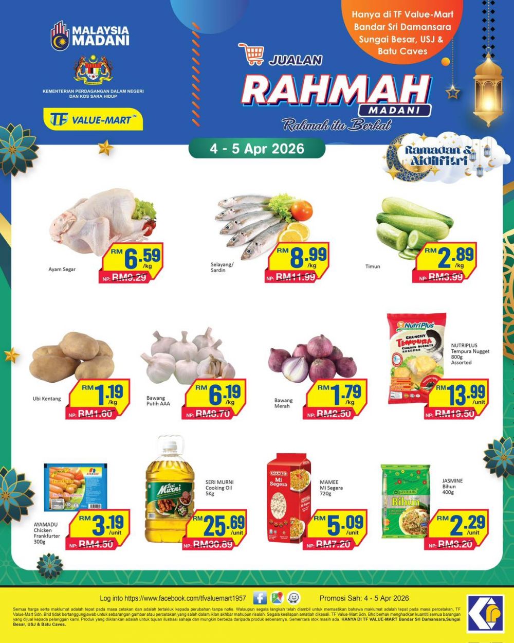 TF Value-Mart Jualan Rahmah Promotion: 2-Day Madani Grocery Deals - Fresh Chicken at RM6.59/kg | 4 - 5 April 2026 TF Value-Mart Jualan Rahmah Promotion: 2-Day Madani Grocery Deals - Fresh Chicken at RM6.59/kg | 4 - 5 April 2026