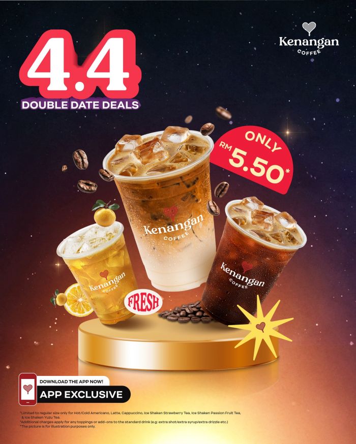 Kenangan Coffee 4.4 Promo: Double Date Deals - Regular Drinks at RM5.50 | April 2026 Kenangan Coffee 4.4 Promo: Double Date Deals - Regular Drinks at RM5.50 | April 2026