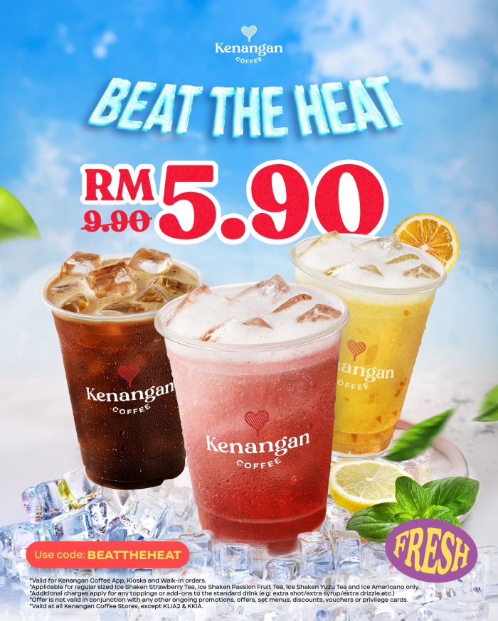 Kenangan Coffee Promotion: Beat The Heat - RM5.90 for Selected Iced Drinks | 6-17 Apr 2026 Kenangan Coffee Promotion: Beat The Heat - RM5.90 for Selected Iced Drinks | 6-17 Apr 2026