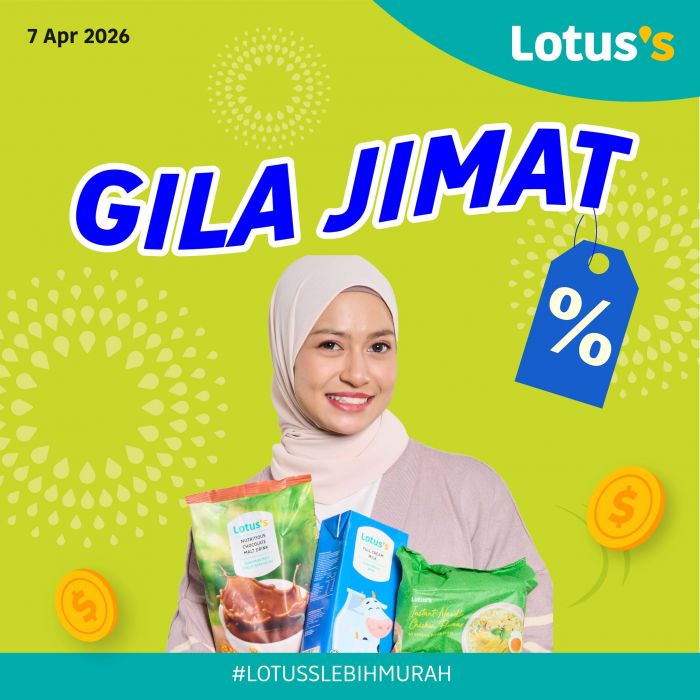 Lotus's Promotion: Gila Jimat Sale - Buy 1 Free 1 & Grocery Deals | 7-15 April 2026 Lotus's Promotion: Gila Jimat Sale - Buy 1 Free 1 & Grocery Deals | 7-15 April 2026