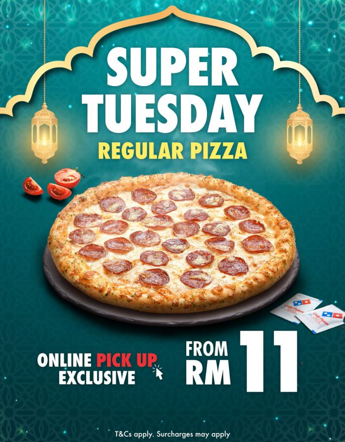 Domino's Pizza Tuesday Promotion: Super Tuesday - RM11 Regular Pizza | 7 April 2026 Domino's Pizza Tuesday Promotion: Super Tuesday - RM11 Regular Pizza | 7 April 2026
