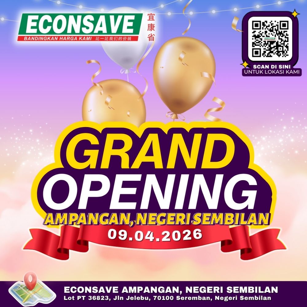 Econsave Ampangan Negeri Sembilan Grand Opening: Fresh Chicken RM1 & Deals from RM0.10 | 9 - 13 April 2026 Econsave Ampangan Negeri Sembilan Grand Opening: Fresh Chicken RM1 & Deals from RM0.10 | 9 - 13 April 2026