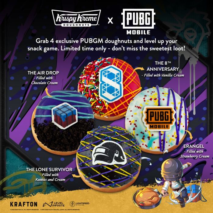 Krispy Kreme Menu: Krispy Kreme PUBG MOBILE Collection - 4 Exclusive Doughnuts Krispy Kreme Menu: Krispy Kreme PUBG MOBILE Collection - 4 Exclusive Doughnuts